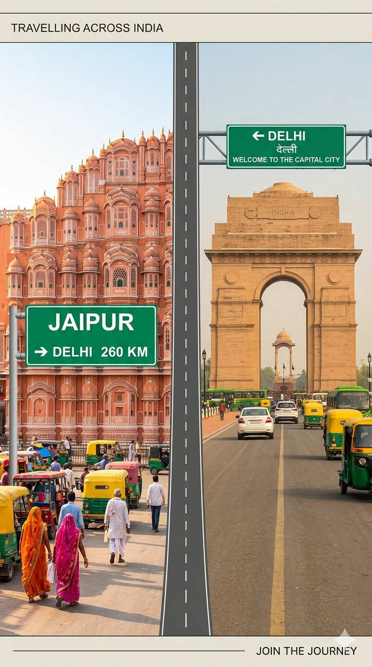 Jaipur to Delhi taxi service - 280 km